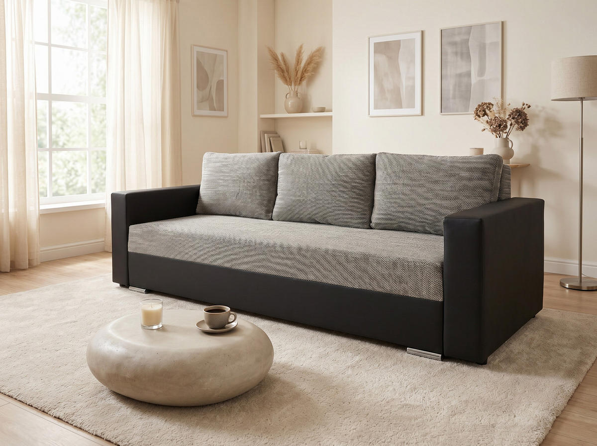 SCHLAFSOFA Bird - Silberfarben/Grau, Holz/Kunststoff (233/87/82cm)