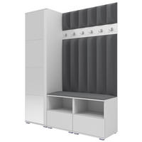 GEPOLSTERT Garderoben-Set Nela II LUX (Spiegel – Farbe Weiß + Stoff Trinity 15) - Dunkelgrau/Silberfarben, Holz/Holzwerkstoff (150/187/40cm) - Ravio