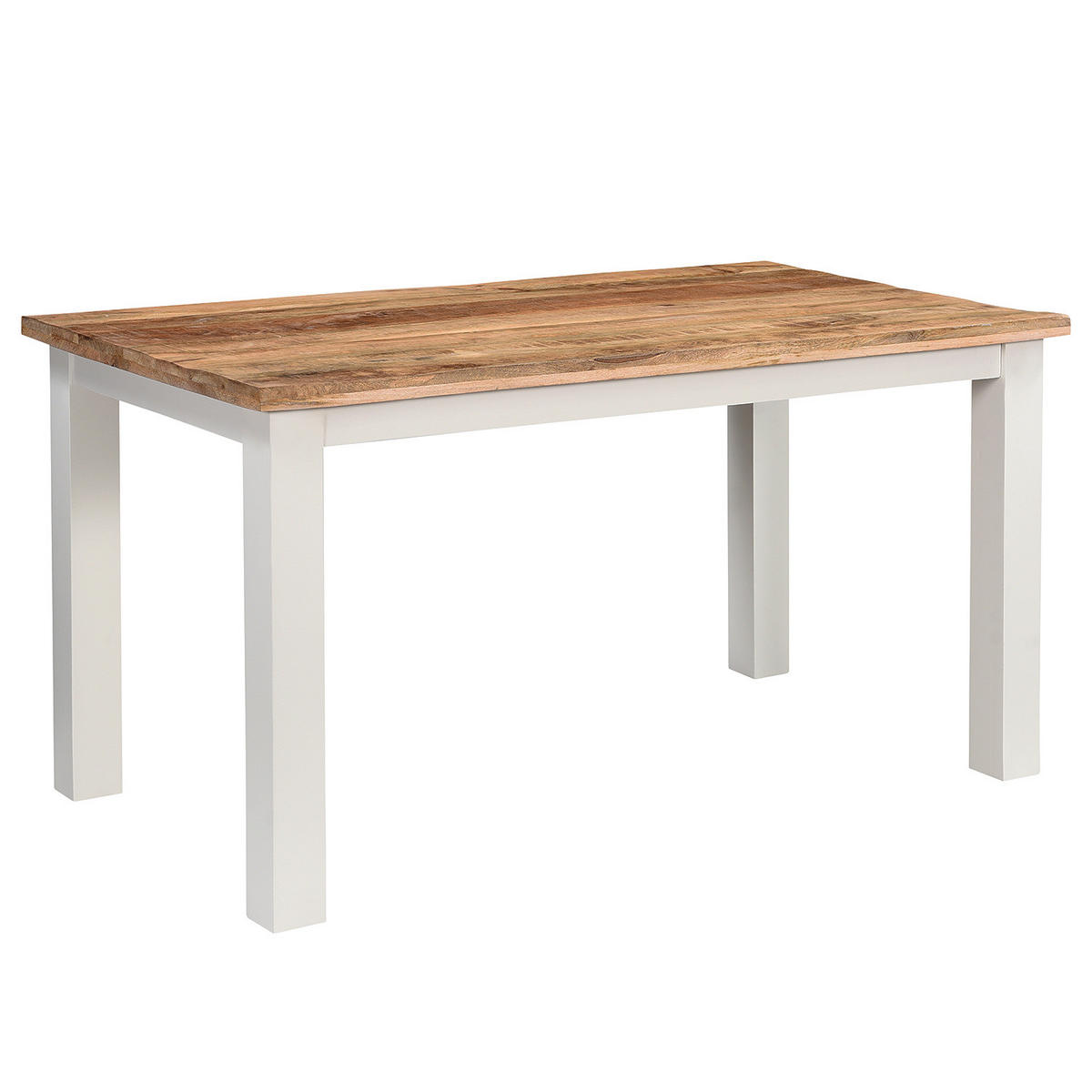 ESSTISCH - Mango massiv - Braun/Weiß, Holz (80/140/76cm) - home24