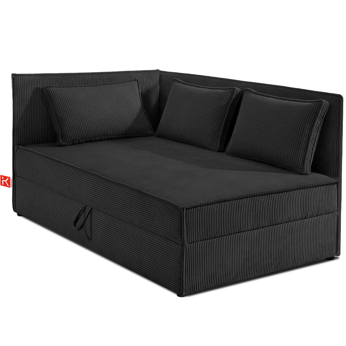 JUGENDBETT ROTI Einzelbett mit Bettkasten, 90x200cm, Bett mit Bonellmatratze, mit Rückenlehne - Dunkelgrau/Schwarz, Holz/Holzwerkstoff (92/200cm) - KONSIMO®