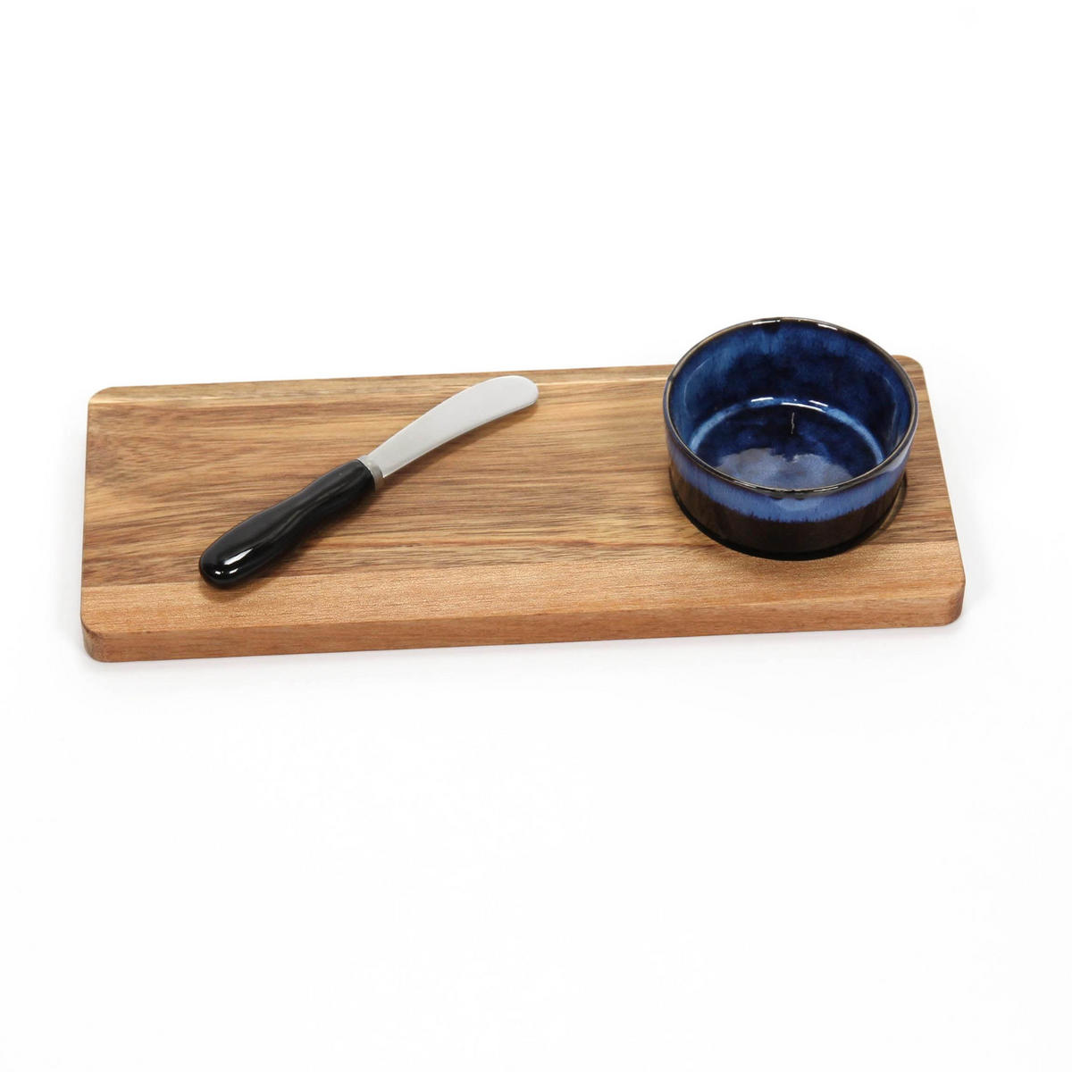 SERVIERBRETT für Snacks Blau 30/12/1,2 cm - Braun, Holz (12/1.2/30cm) - Excellent Houseware