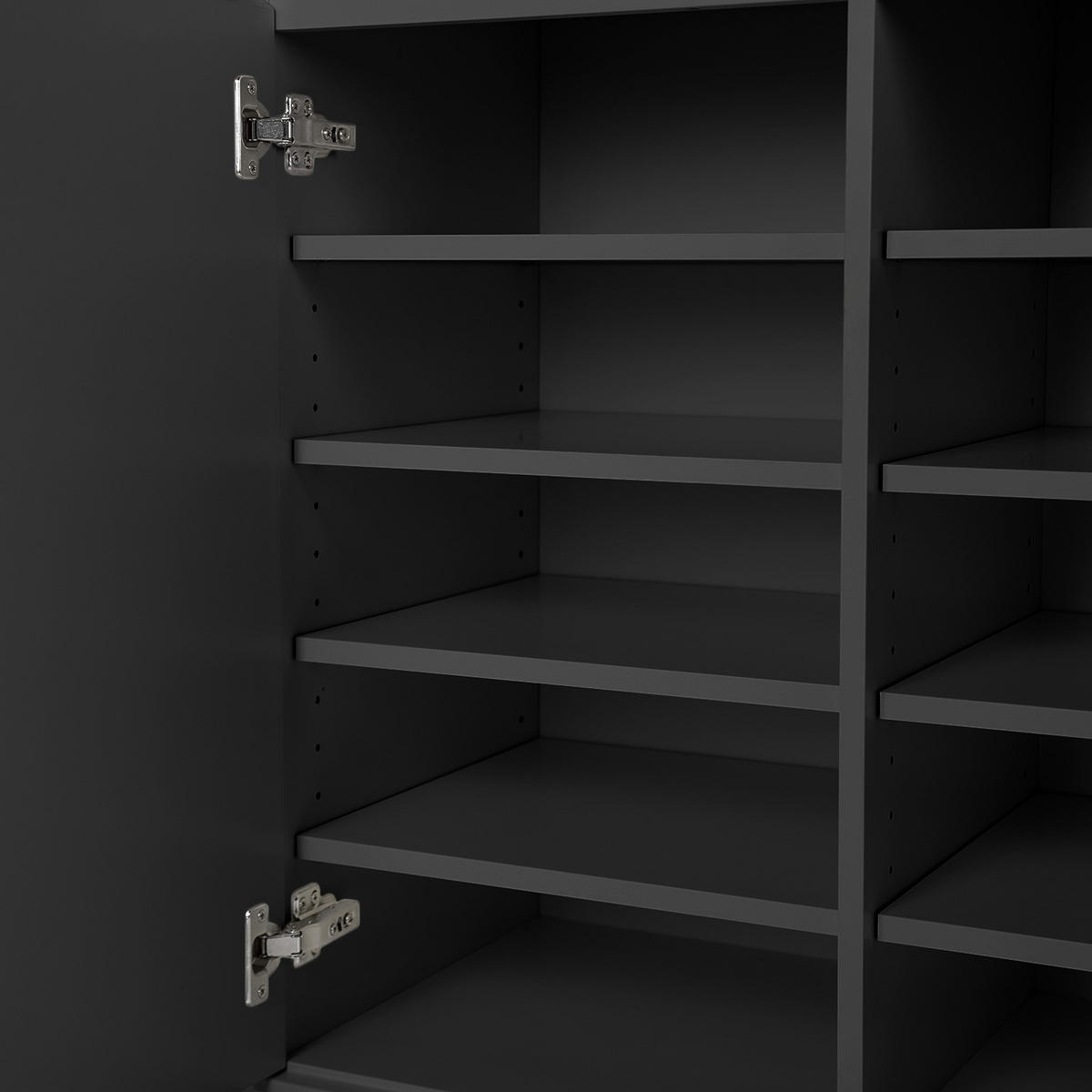 SCHUHKOMMODE mit Schubladen - MDF / Eisen - Schwarz/Grau, Holzwerkstoff/Metall (80/107/40cm) - home24