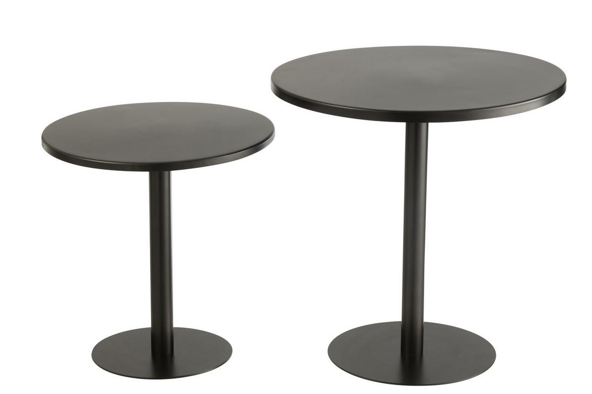 TISCH ROND - Metall - Schwarz - 2er Set - Schwarz, Metall (50/50/40cm) - J-Line