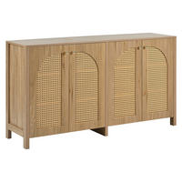 SIDEBOARD 145 cm in Natur Rattan-Optik & 4 Türen im Boho-Stil - Naturfarben, Holzwerkstoff (145/40/80cm) - Urban Meuble