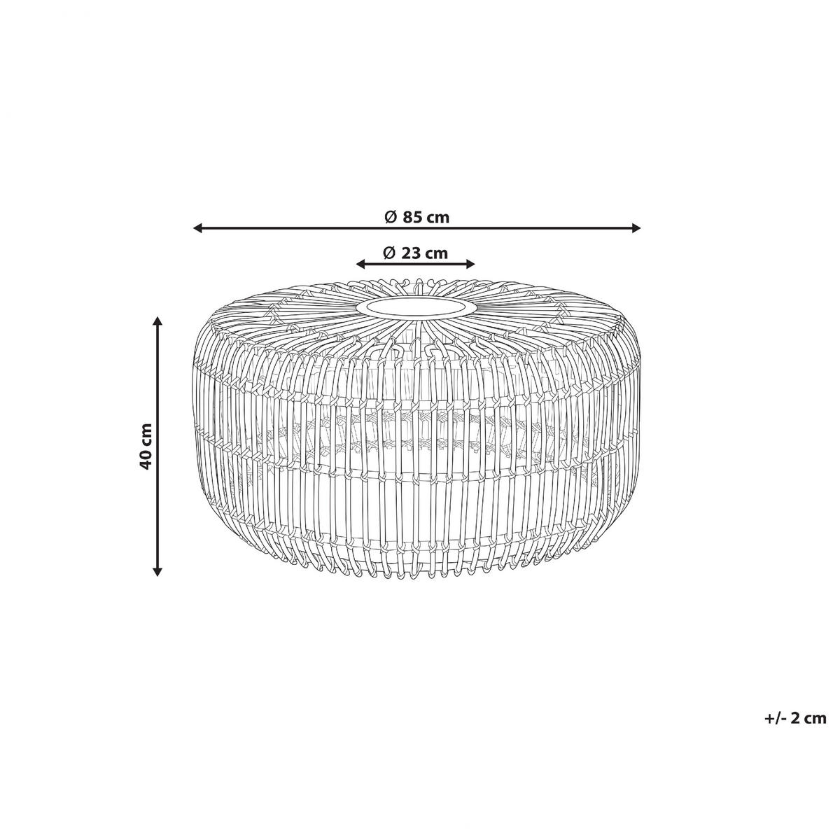 GARTEN-BEISTELLTISCH Rattan natürlich 85 cm Randazzo - Beige/Naturfarben, Naturmaterialien (85/85/40cm) - Beliani