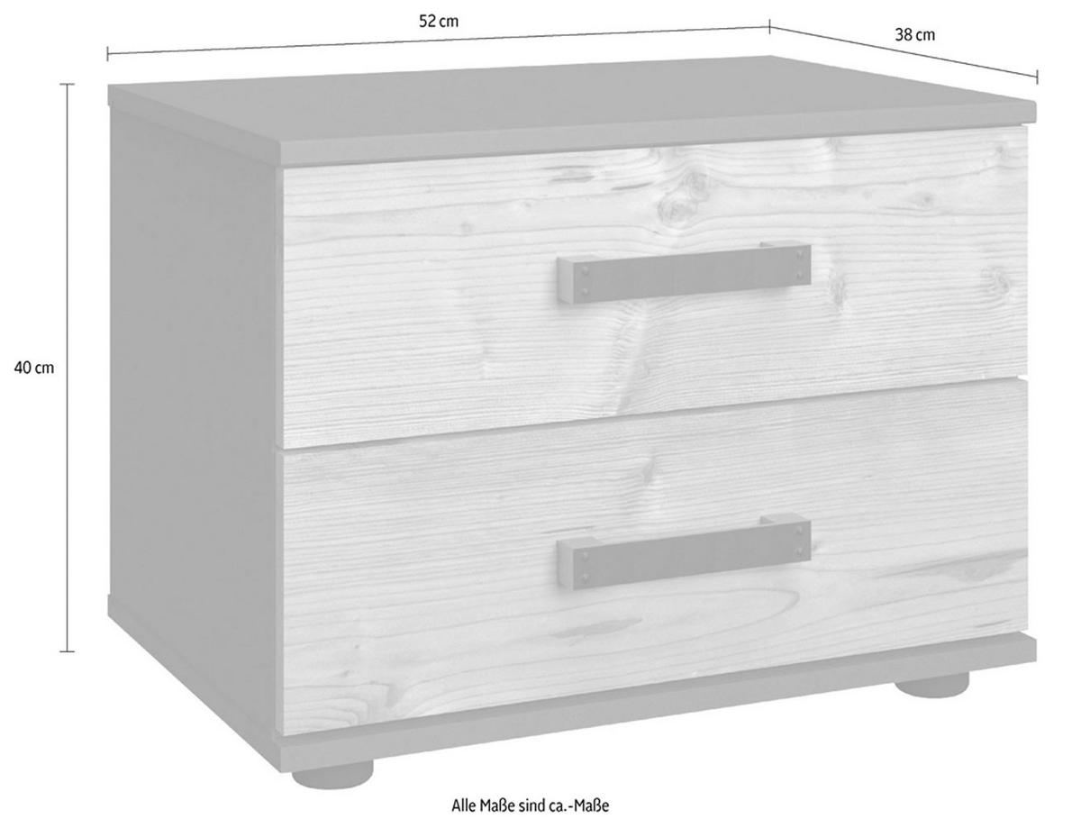NACHTTISCH Stockholm 2er Set graphit / Edeltanne je 52 / 38 / 40cm - Graphitfarben, Holz/Holzwerkstoff (52/40/38cm) - Wimex