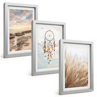 BILDER SET 3er Set - 20x30 cm Silberner Rahmen - Wolkenmeer, Traumfänger, Gras - Silberfarben, Kunststoff (20/30cm) - TULUP