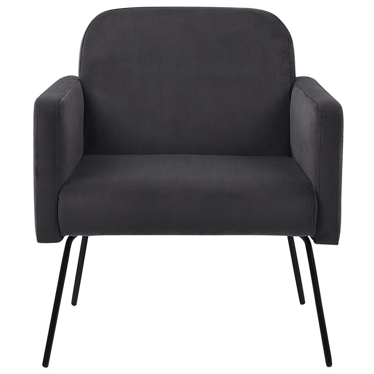 SESSEL Samtstoff Grau Narken - Grau, Textil/Metall (72/77/76cm) - Beliani