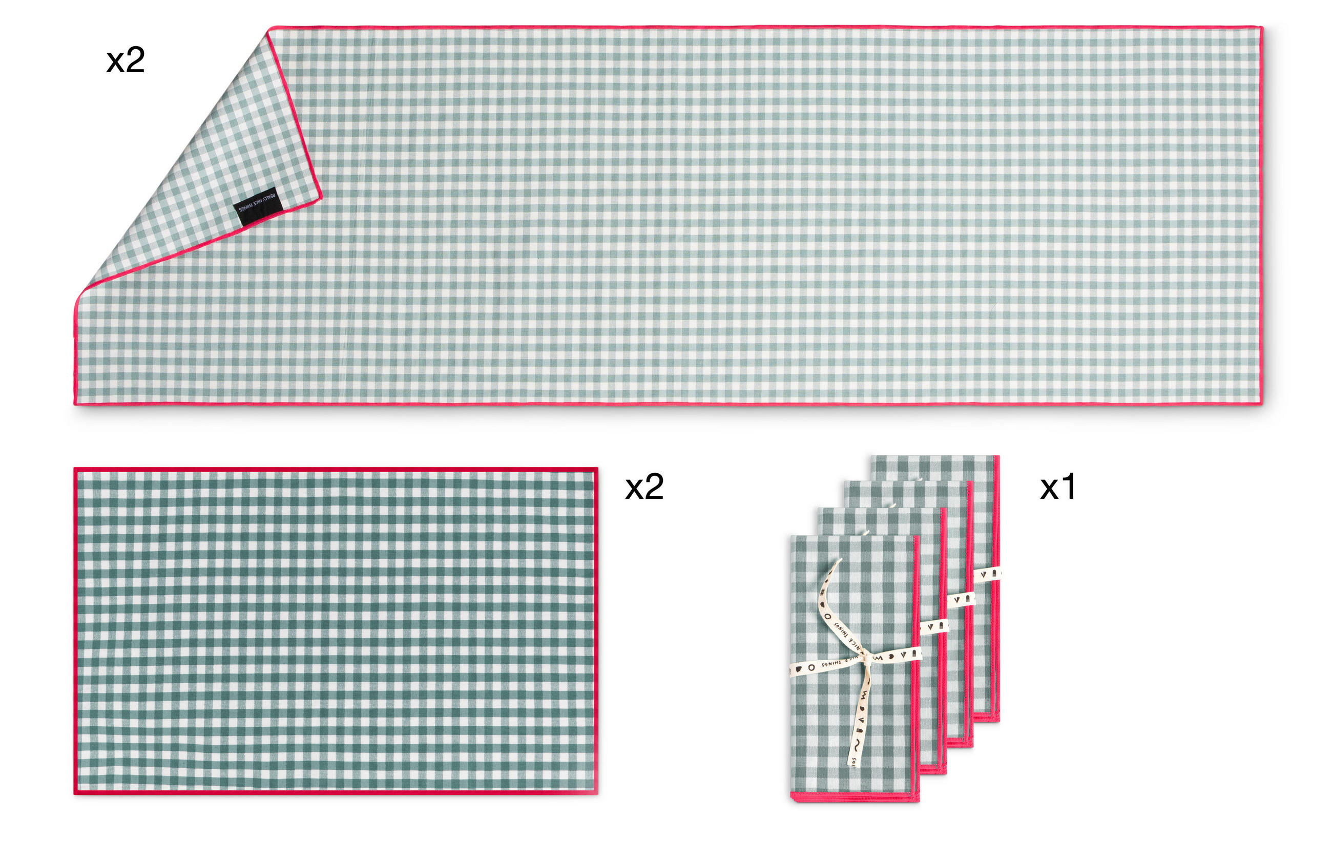TISCHET 8-teilig, Baumwolle und Polyester, türkis und lila SET FESTON - Türkis, Textil (40/130cm) - RNT By Really Nice Things