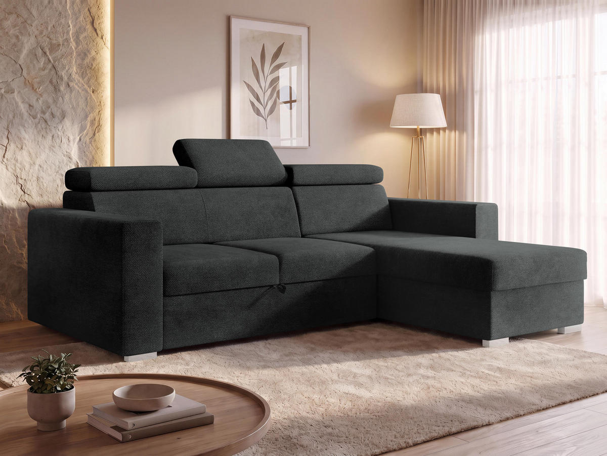 ECKSCHLAFSOFA Pedro 2rLC - Anthrazit/Silberfarben, Holz/Kunststoff (235/170cm) - MIRJAN24