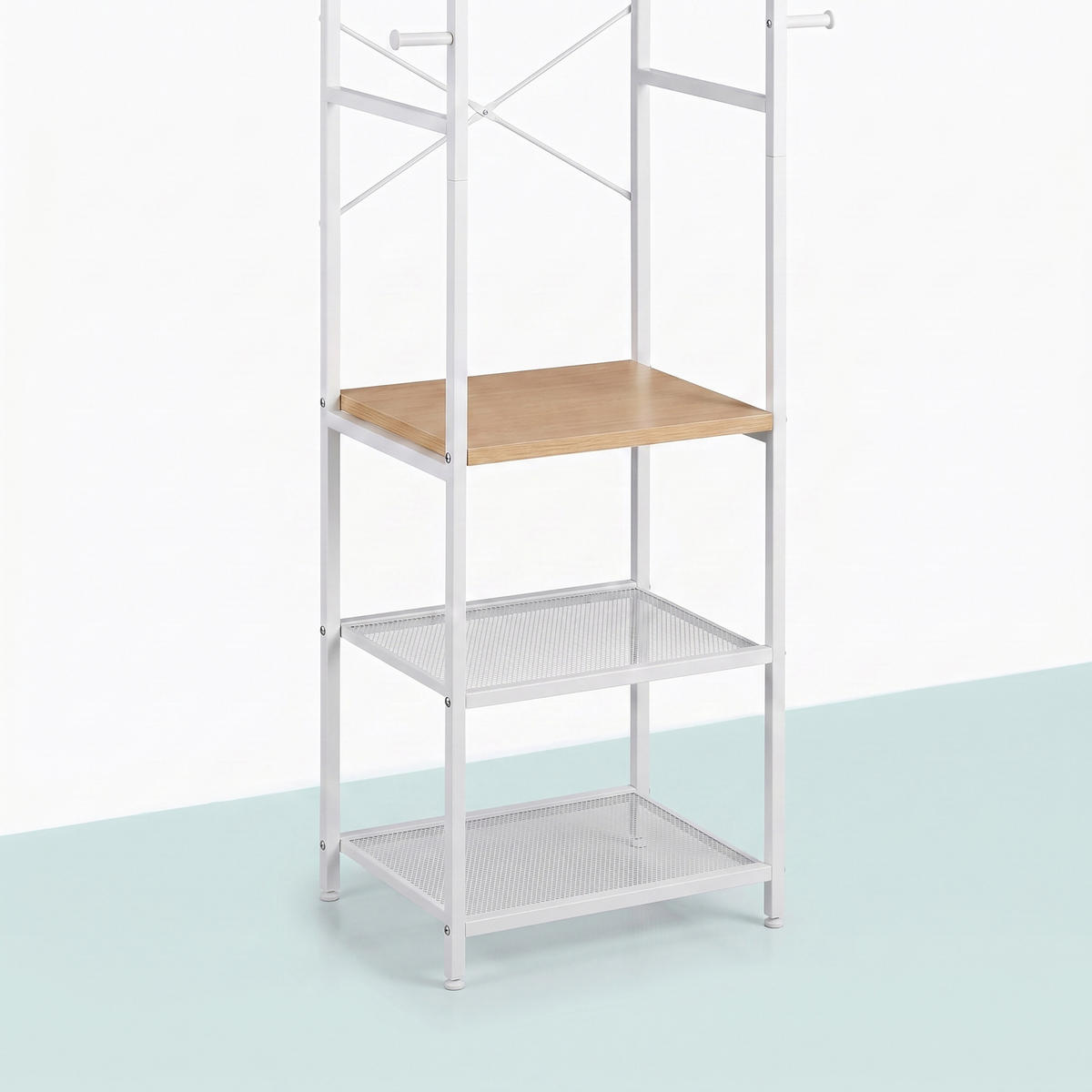 GARDEROBENSTÄNDER Holzoptik Weiß Kleiderstange 181x40x28 cm - Weiß, Holzwerkstoff/Metall (40/181/28cm) - Relaxdays