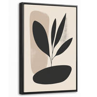 LEINWAND Bilder mit Rahmen - Pflanze - Beige - Japanisch - 20x30 - Schwarz, Textil (20/30cm) - MuchoWow