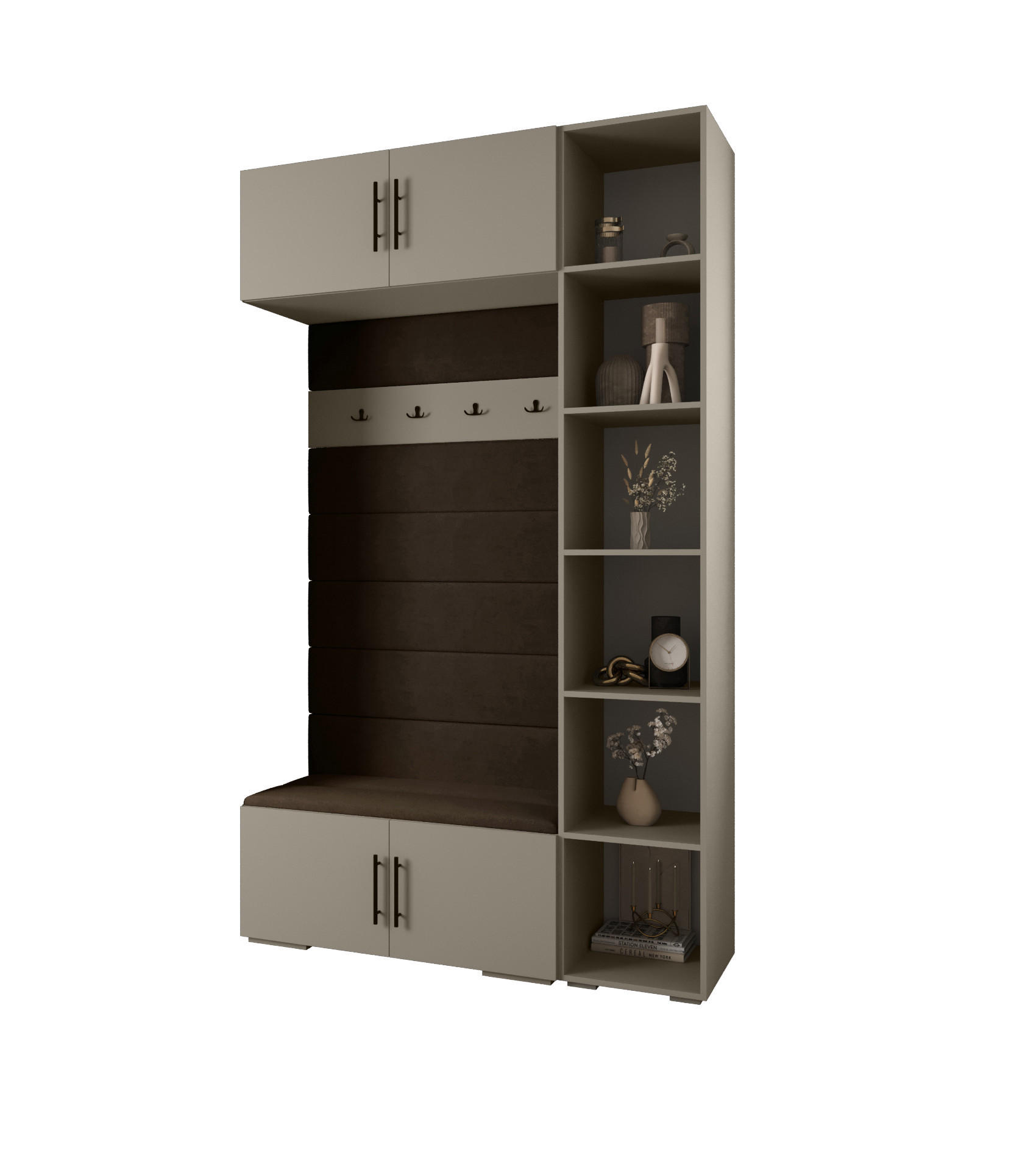 Abiks Möbel Garderoben-Set Kaschmir, Braun, Schwarz 140x236.7x47 cm