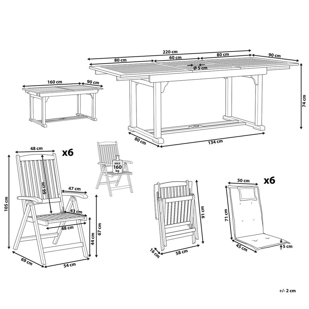 Thumbnail - Beliani Gartenmöbel-Set, Hellbraun, Grau, Holz, 6-Sitzer, Loungemöbel, Gartenlounge-Sets