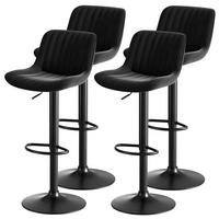 BARHOCKER höhenverstellbar 87-109 cm Samt Schwarz 4er-Set - Schwarz, Metall (46/87/47cm) - Meubliv