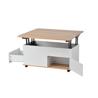 COUCHTISCH DE-37100 höhenverstellbar mit Stauraum und Rollen Weiß/Natur - Weiß, Holzwerkstoff (100/98/65cm) - ComfortXL