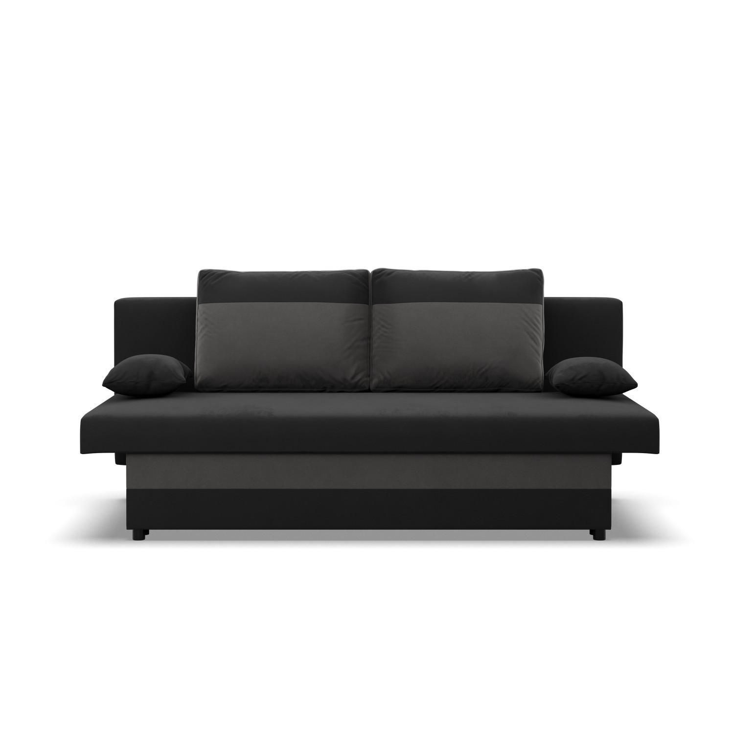 SOFA 3-SITZER MIT SCHLAFFUNKTION NOLA Schwarz/Grau - Schwarz/Grau, Textil (86/85/191cm) - Mebligo
