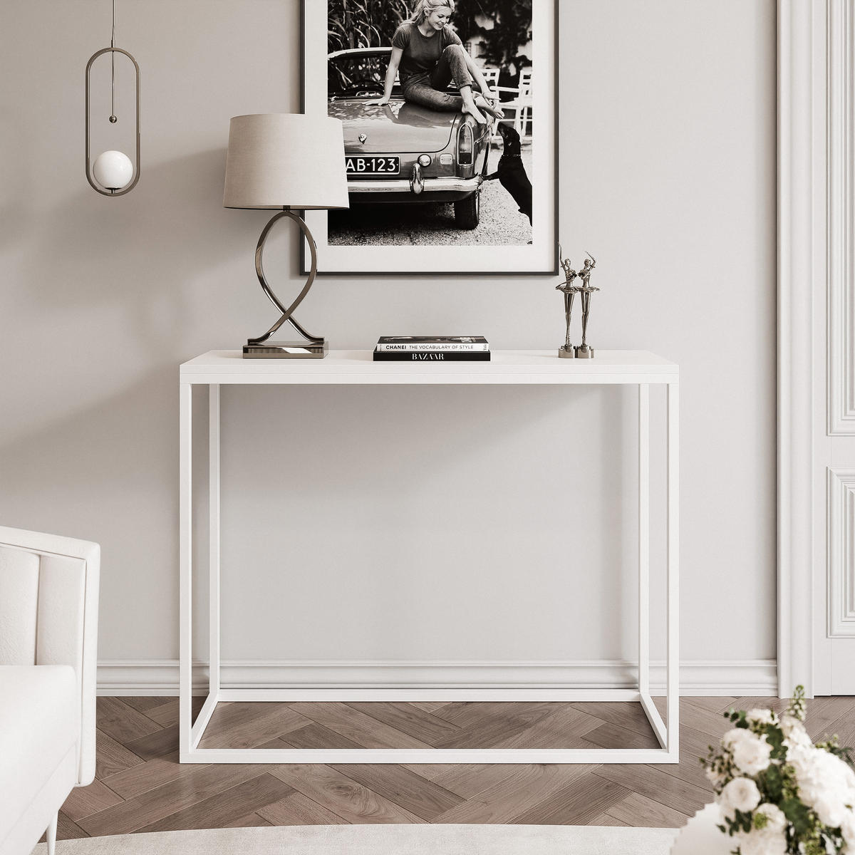 KONSOLENTISCH IRMA in 80/30/80 cm, Weiß matt - Weiß, Holzwerkstoff/Metall (30/80/80cm) - Idohome