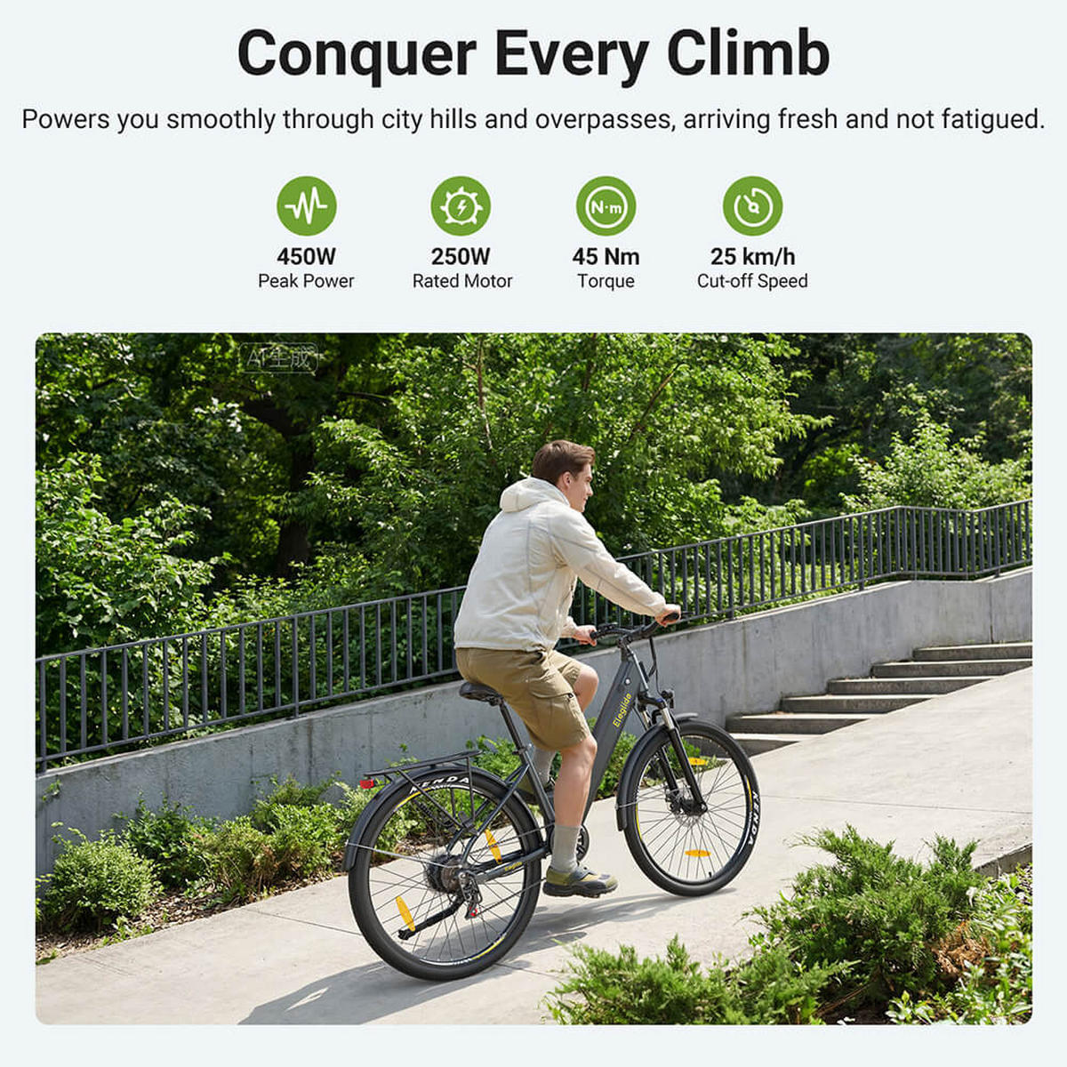 E-BIKE Eleglide T1 ST – Extensive 100 km Reichweite herausnehmbarer Akku - Grau, Metall (25cm)
