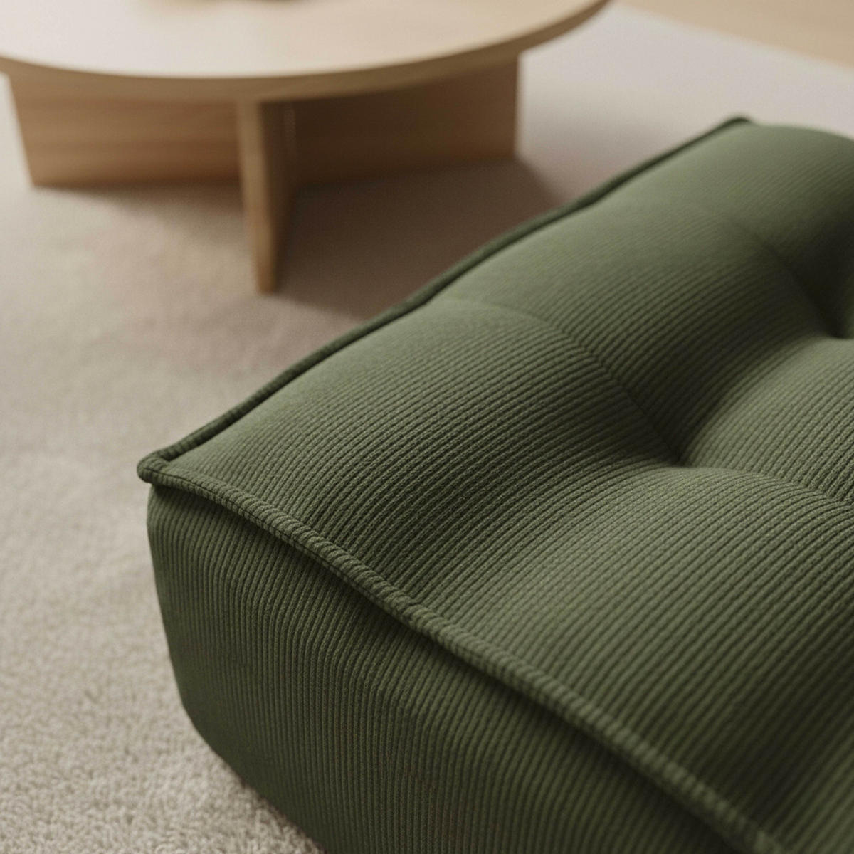 SITZPUFF, Grün - Grün, Textil (80/32/75cm) - Oviala