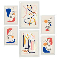 POSTER Set Mit 6 Jazzy Arts 3 In Weibliche Zusammenfassung A3 & A4 Weißer Rahmen - Weiß, Papier (29/3cm) - Nacnic