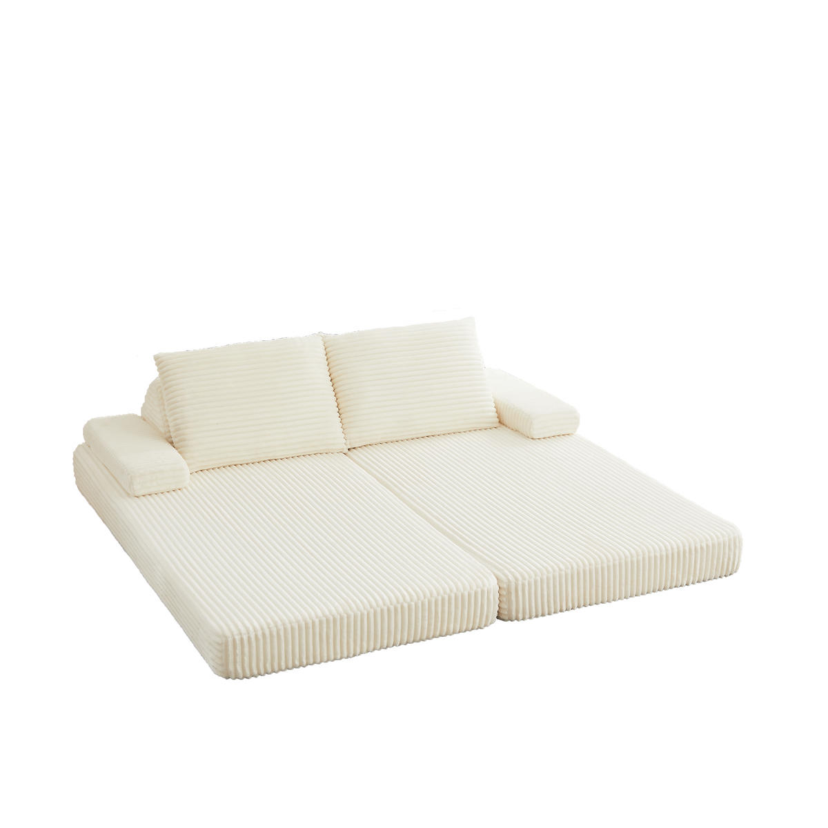 SCHLAFSOFA 211 cm frei kombinierbar mit dreieckigen Rückenlehnen, DE-42722, Grau - Beige, Textil (211.5/62/106.5cm) - ComfortXL