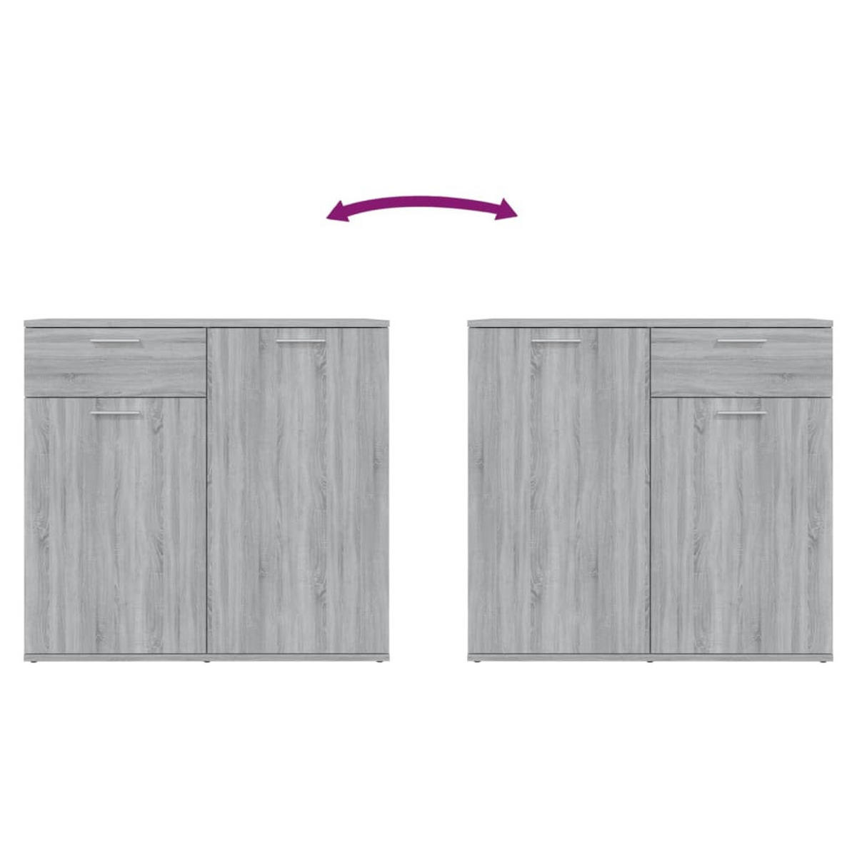 SIDEBOARD mit 2 Türen, 1 Schublade 80/36/75 cm aus Holzwerkstoff Grau Sonoma Dekor - Grau/Silbereichenfarben, Holz/Metall (80/75/36cm) - vidaXL