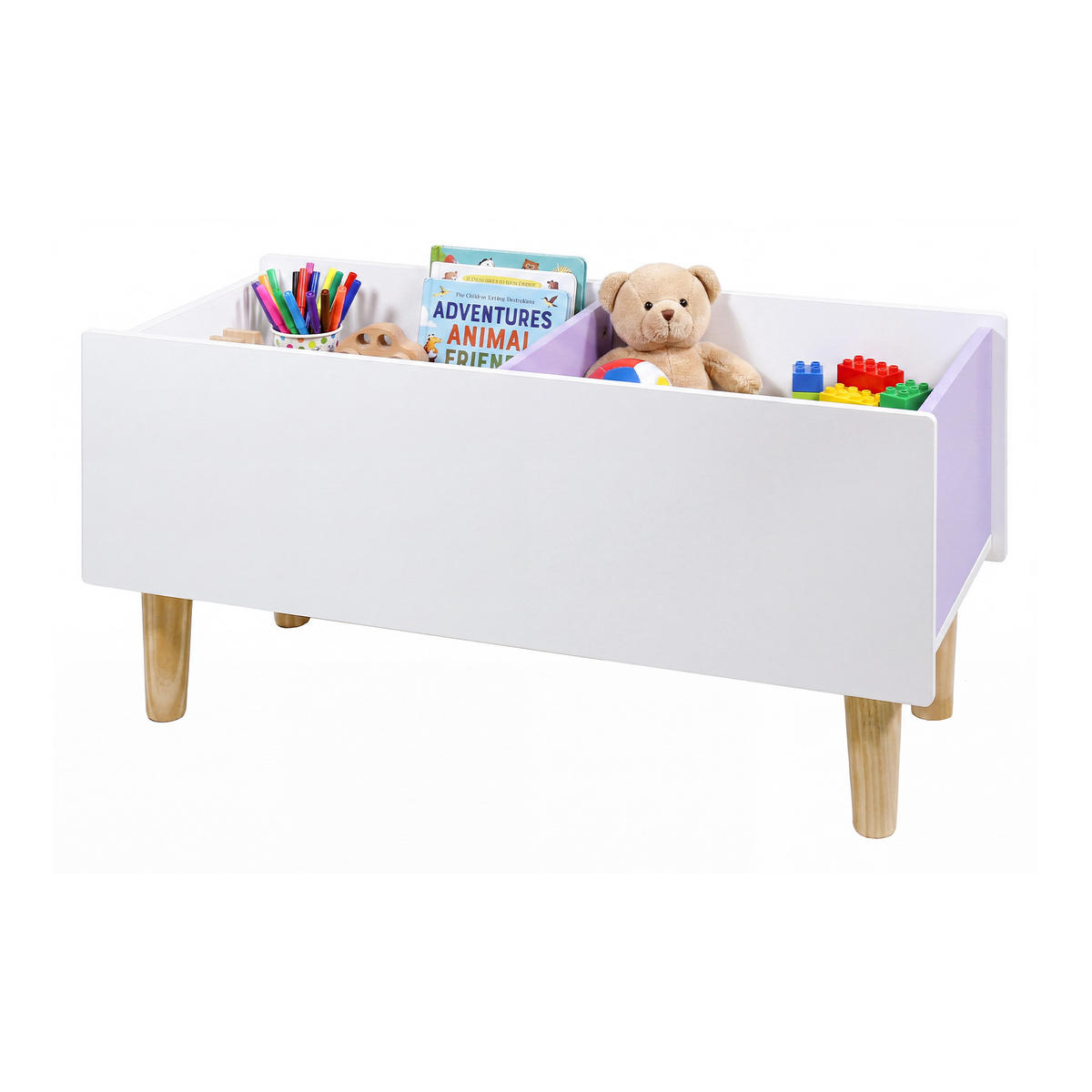 KINDER-AUFBEWAHRUNGSTRUHE Weiß Lila 80/35/37,5 - Weiß, Holz (80/38/35cm) - Mobili Rebecca
