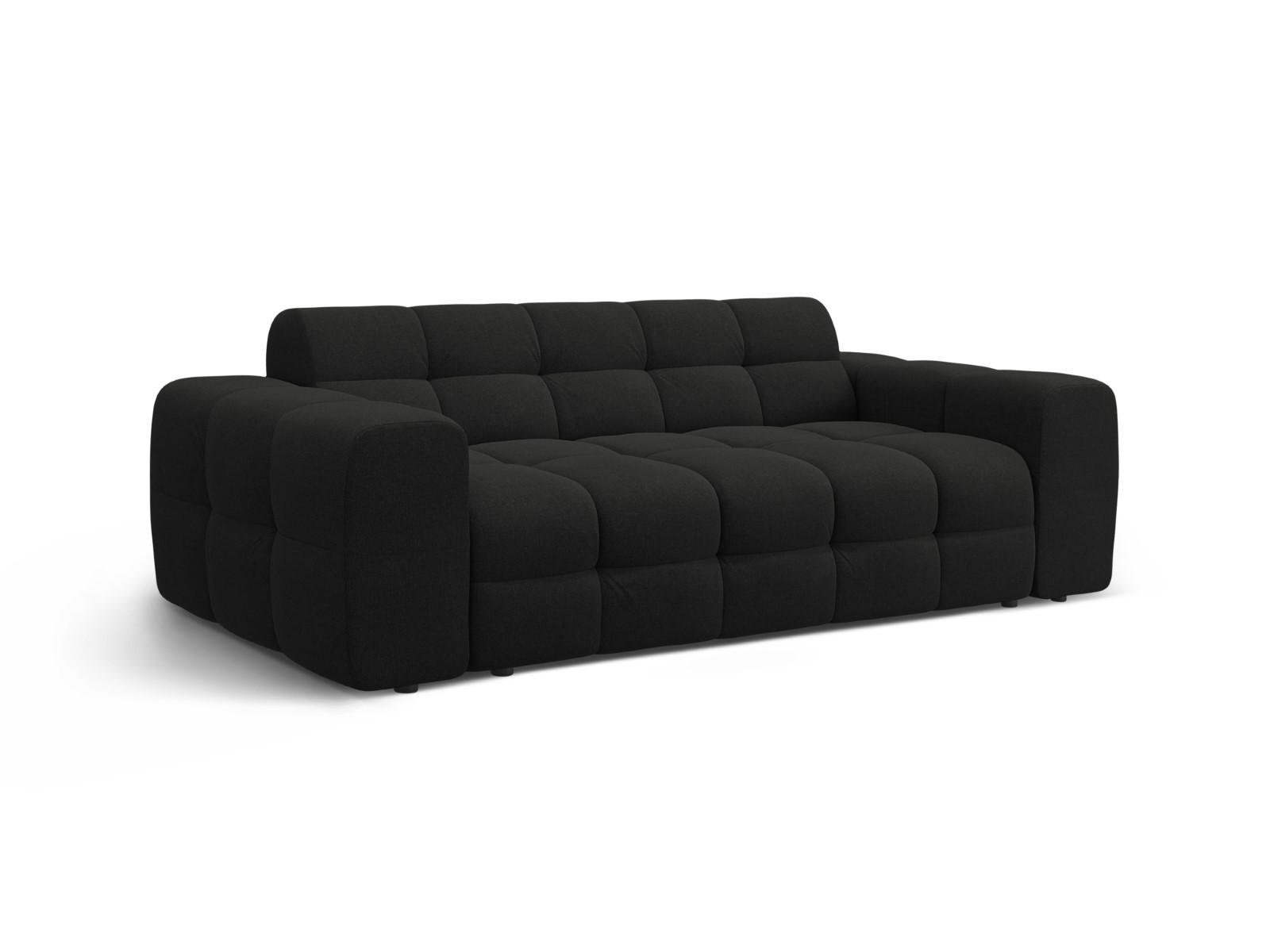 SOFA Kendal aus strukturiertem Stoff schwarz 3 Sitzplätze - Schwarz, Textil (103/79/222cm) - Micadoni