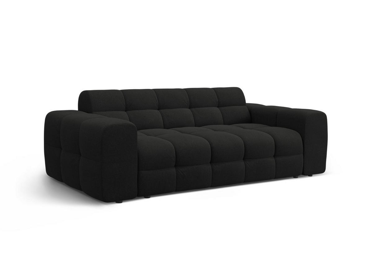 SOFA Kendal aus strukturiertem Stoff schwarz 3 Sitzplätze - Schwarz, Textil (103/79/222cm) - Micadoni