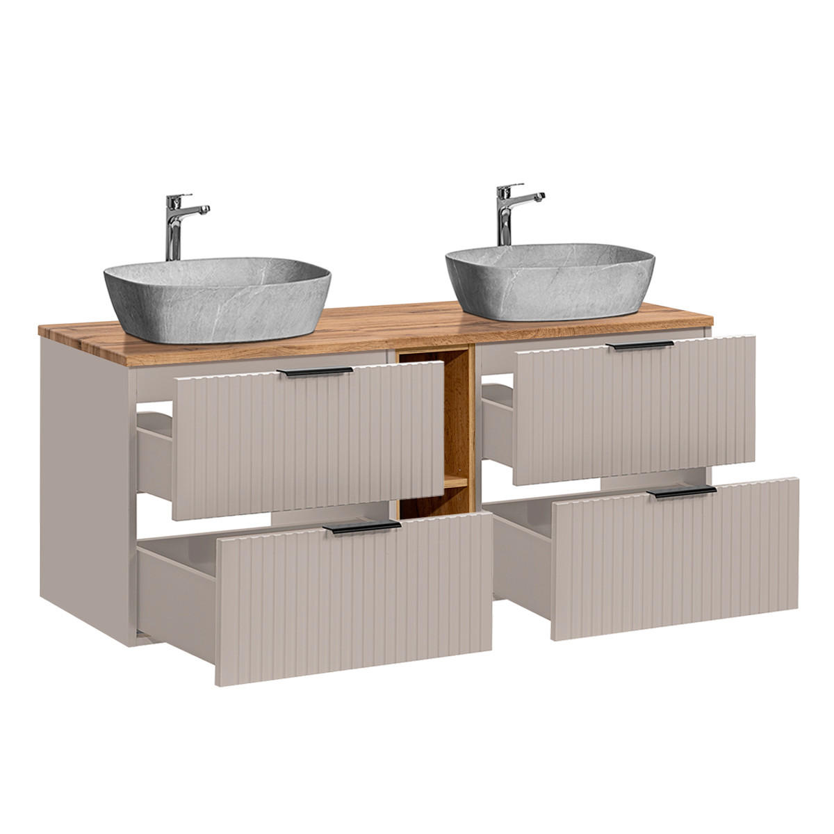 DOPPELWASCHTISCH 140.8cm Adriel Beige - Beige, Holzwerkstoff (140.8/59/46cm) - Petits-meubles