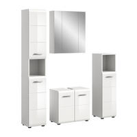 BADEZIMMER 4 tlg. Alba Bad in weiß und weiß hochglanz B/H/T: 150x185x30 cm - Weiß, Holz (150/185/30cm)