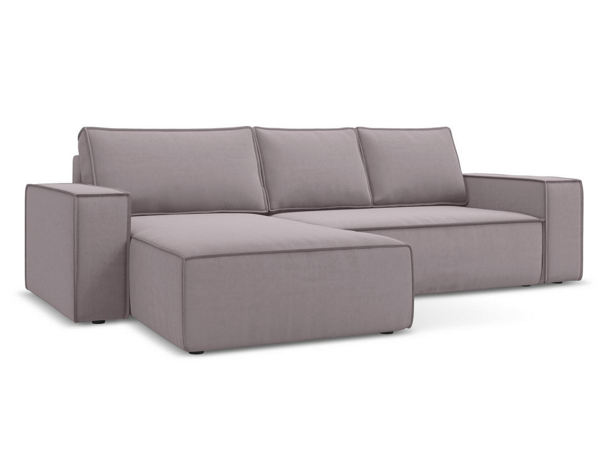 ECKSOFA mit Schlaffunktion Samt Stoff Violett - Lila/Flieder, Kunststoff/Textil (185/290cm) - Makamii