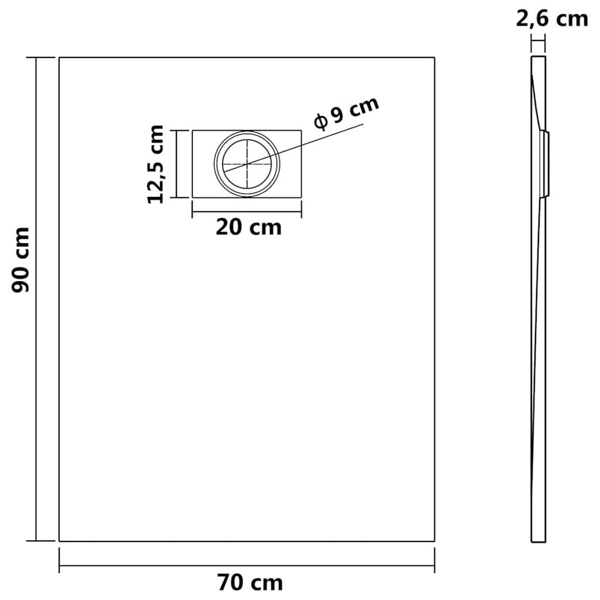 DUSCHWANNE Schwarz 90/70 Cm - Schwarz, Textil (70/2.6/90cm) - vidaXL