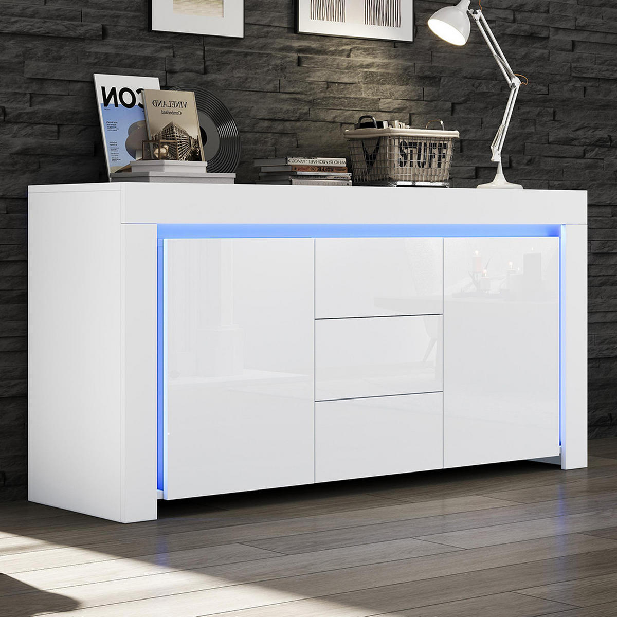 KOMMODE modern weiß 140/40/65 cm - Weiß, Holz (140/65/40cm) - Zephmum