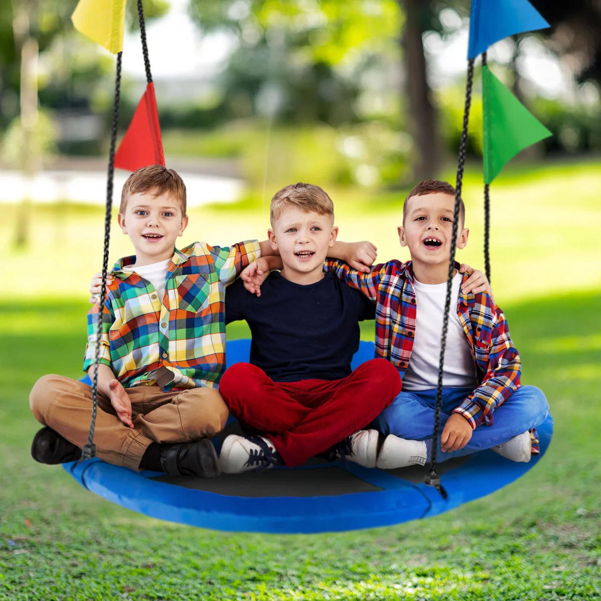 NESTSCHAUKEL bis 150 kg, 100 cm Durchmesser - Blau, Textil (100/160/100cm) - Luverno