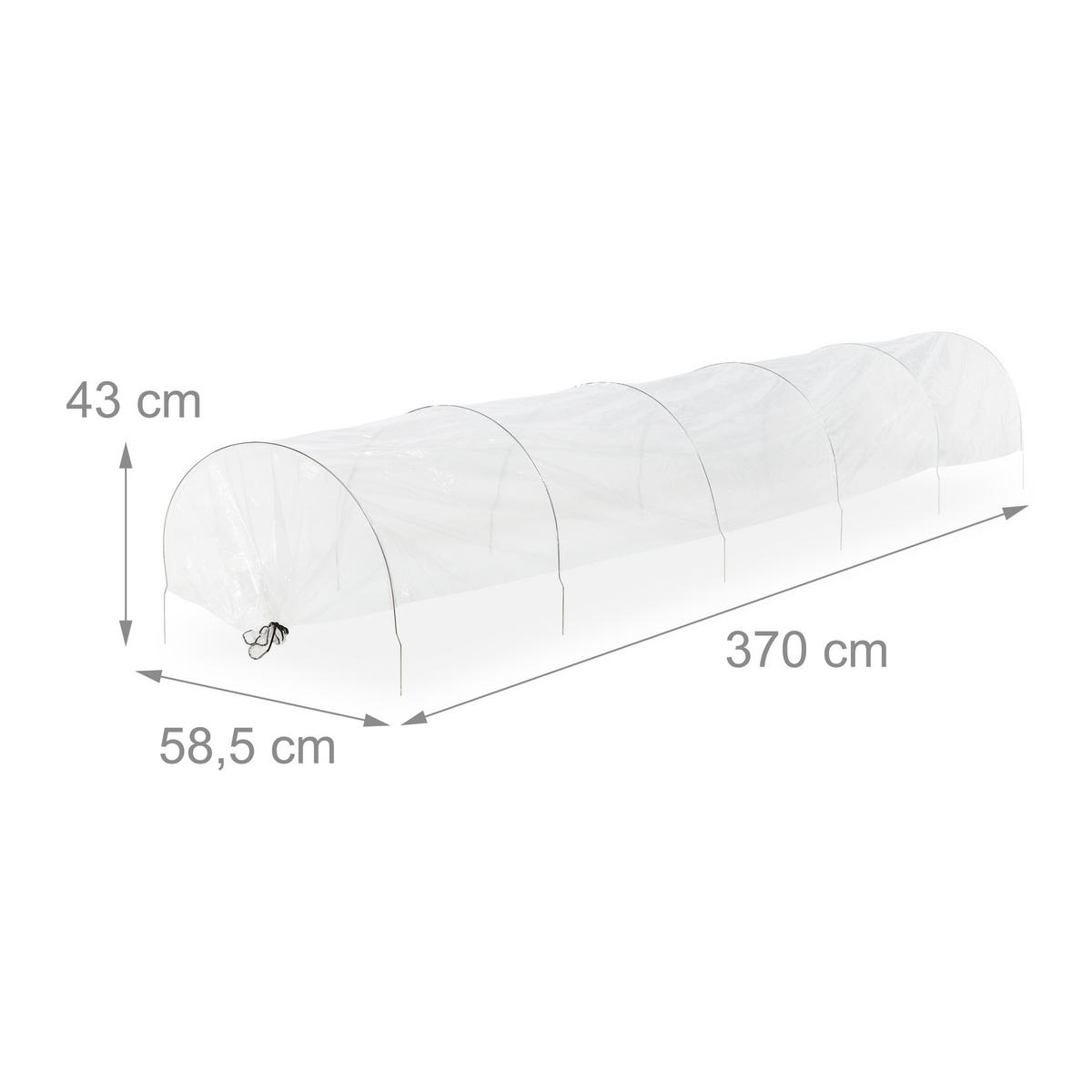 PFLANZTUNNEL - Transparent, Kunststoff/Metall (58.5/43/370cm) - Relaxdays