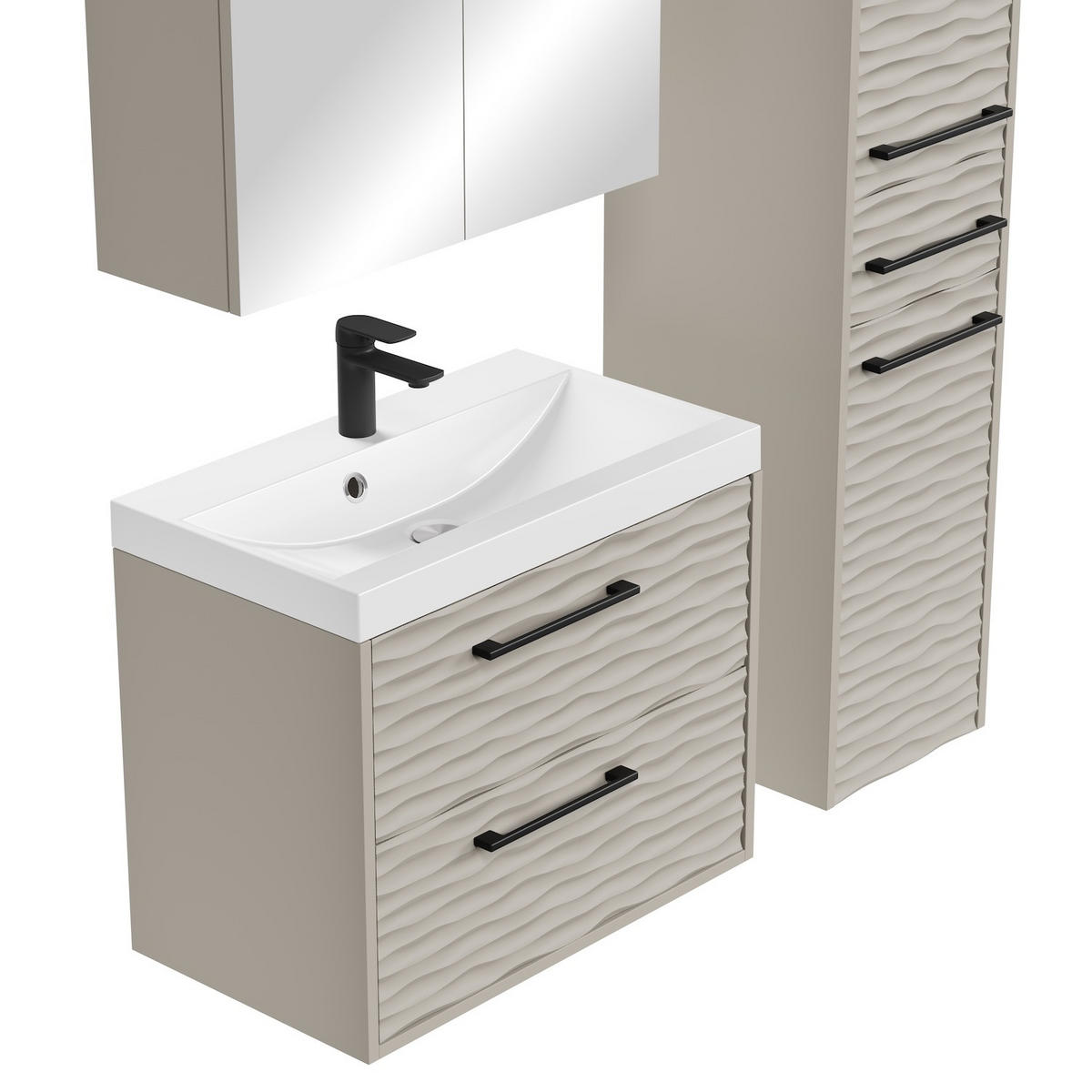 BADMÖBEL-SET Etna 4 Teile Cashmere - 60 x 35 x 51 cm - Kaschmir, Holz (60/51/35cm) - Badplaats