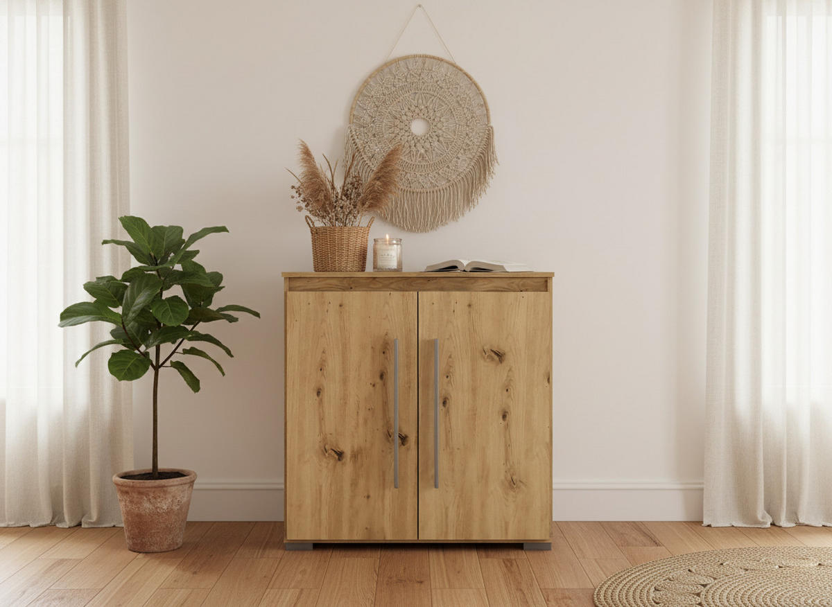 KOMMODE 85/92/50 cm Artisan Oak - Silberfarben/Eiche Artisan, Holzwerkstoff/Kunststoff (85/92/50cm) - arthur berndt