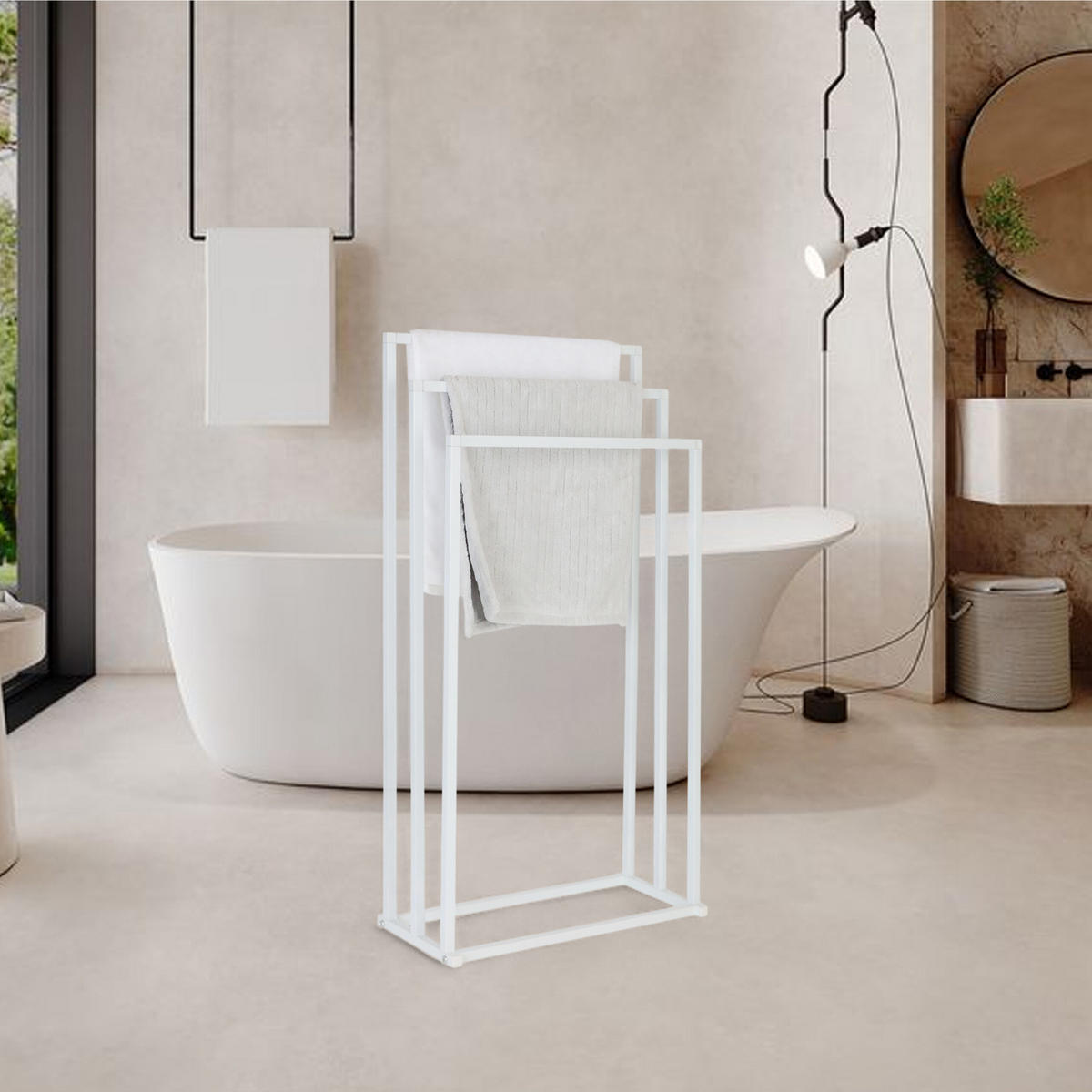 HANDTUCHSTÄNDER - Weiß, Metall (44/84/21.5cm) - Relaxdays