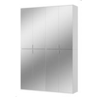 SCHUHSCHRANK weiß 122 cm, Garderobe 8 Türen mit Spiegel, Garderobenmöbel - Weiß Hochglanz/Silberfarben, Holzwerkstoff/Kunststoff (122/193/34cm) - Inn.Furn