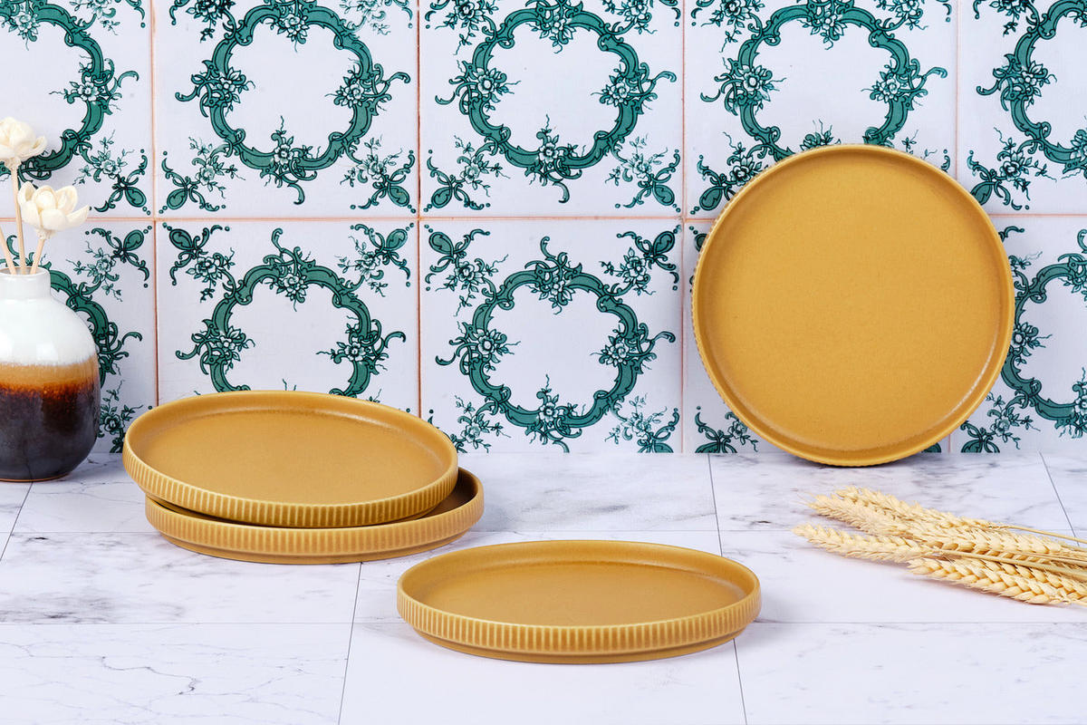 TELLER Scandi Ø16,5cm - 4er-Set - Ocre - Gelb, Keramik (16.5cm) - Björn