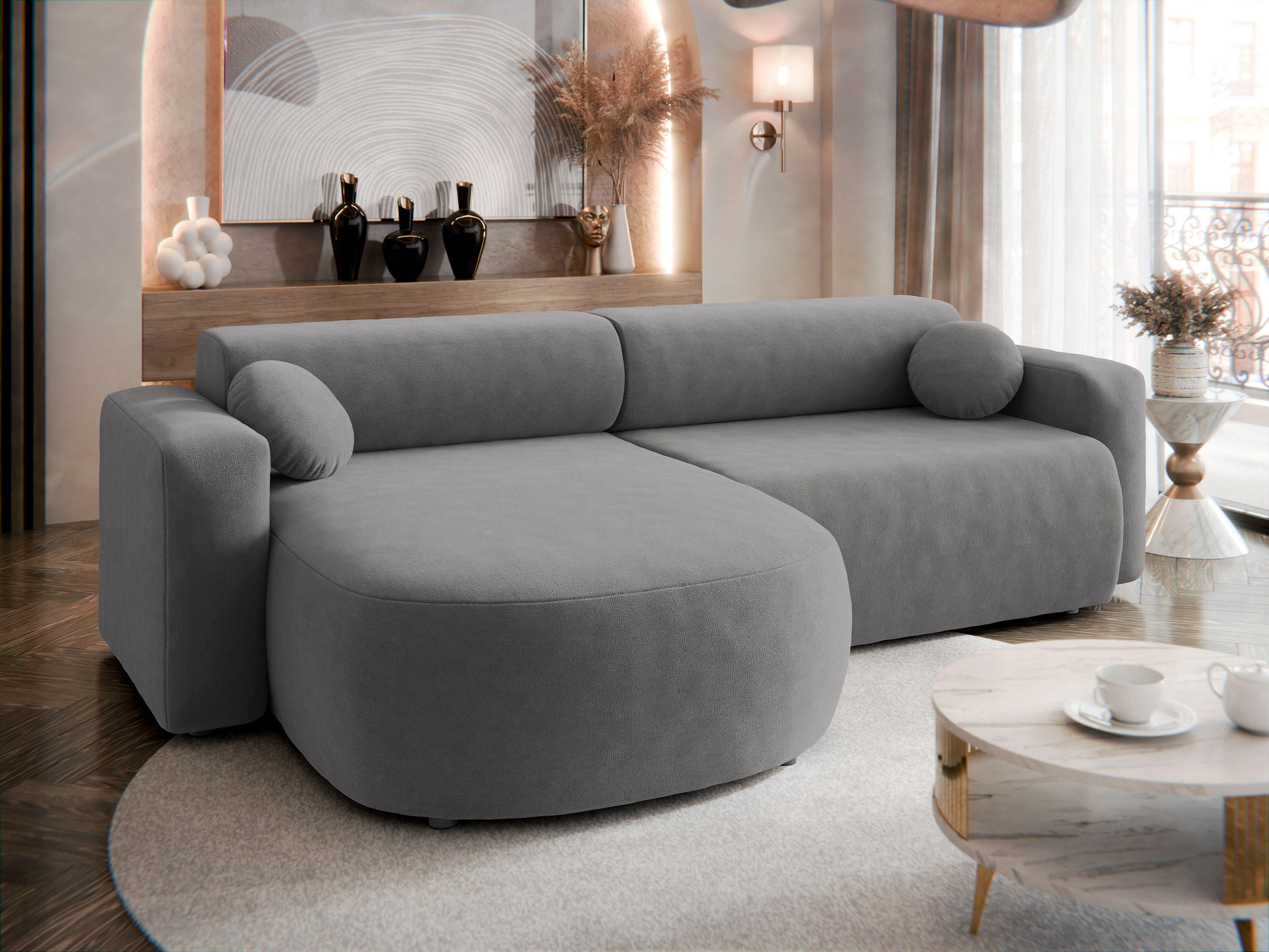 ECKSOFA Nicelo - Schwarz/Grau, Holz/Kunststoff (252/150cm) - MIRJAN24