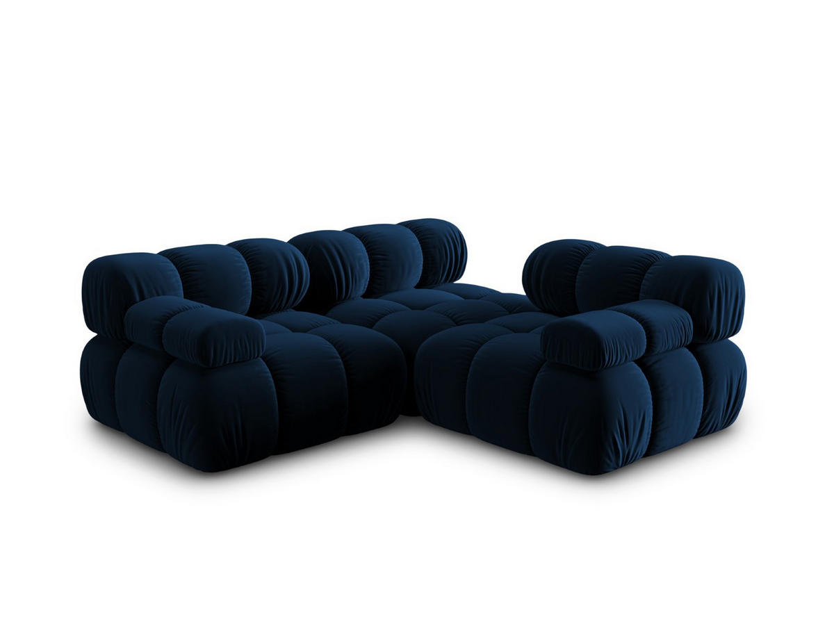 MODULARES-SOFA Bellis aus Samt königsblau 3 Sitzplätze - Blau, Textil (94/63/282cm) - Micadoni