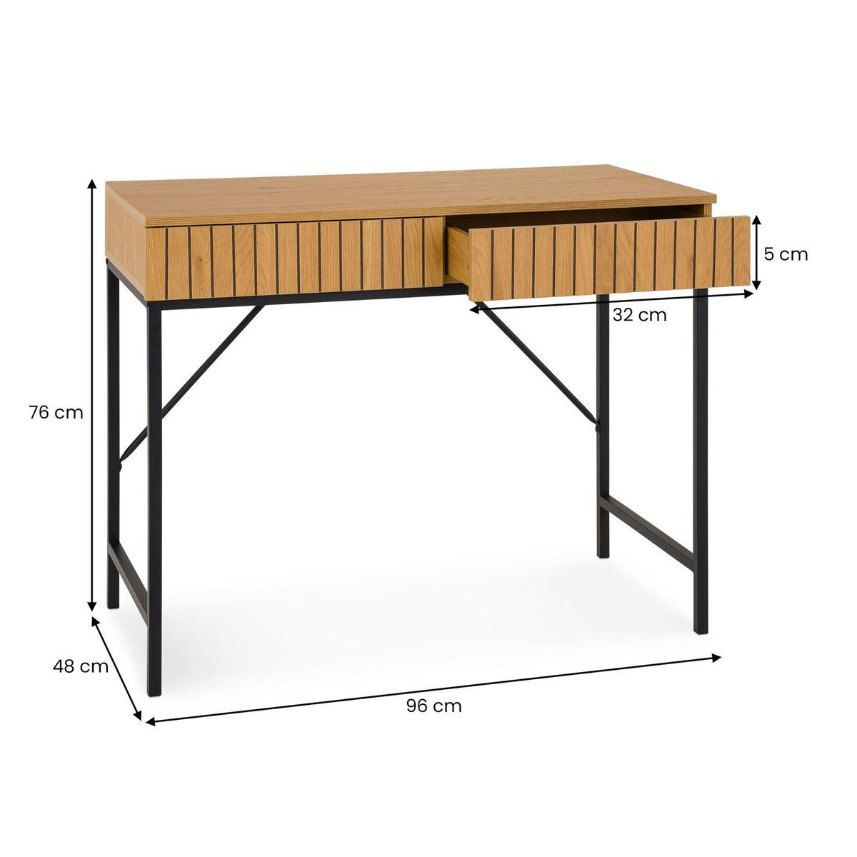 SCHREIBTISCH PALE - Schwarz, Holzwerkstoff/Metall (48/95/76cm) - IDIMEX