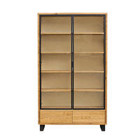 HOLZVITRINE im Loft-Stil mit Schubladen DELIO IV - Eichefarben, Holz (120/210/30cm) - Rawood Furniture
