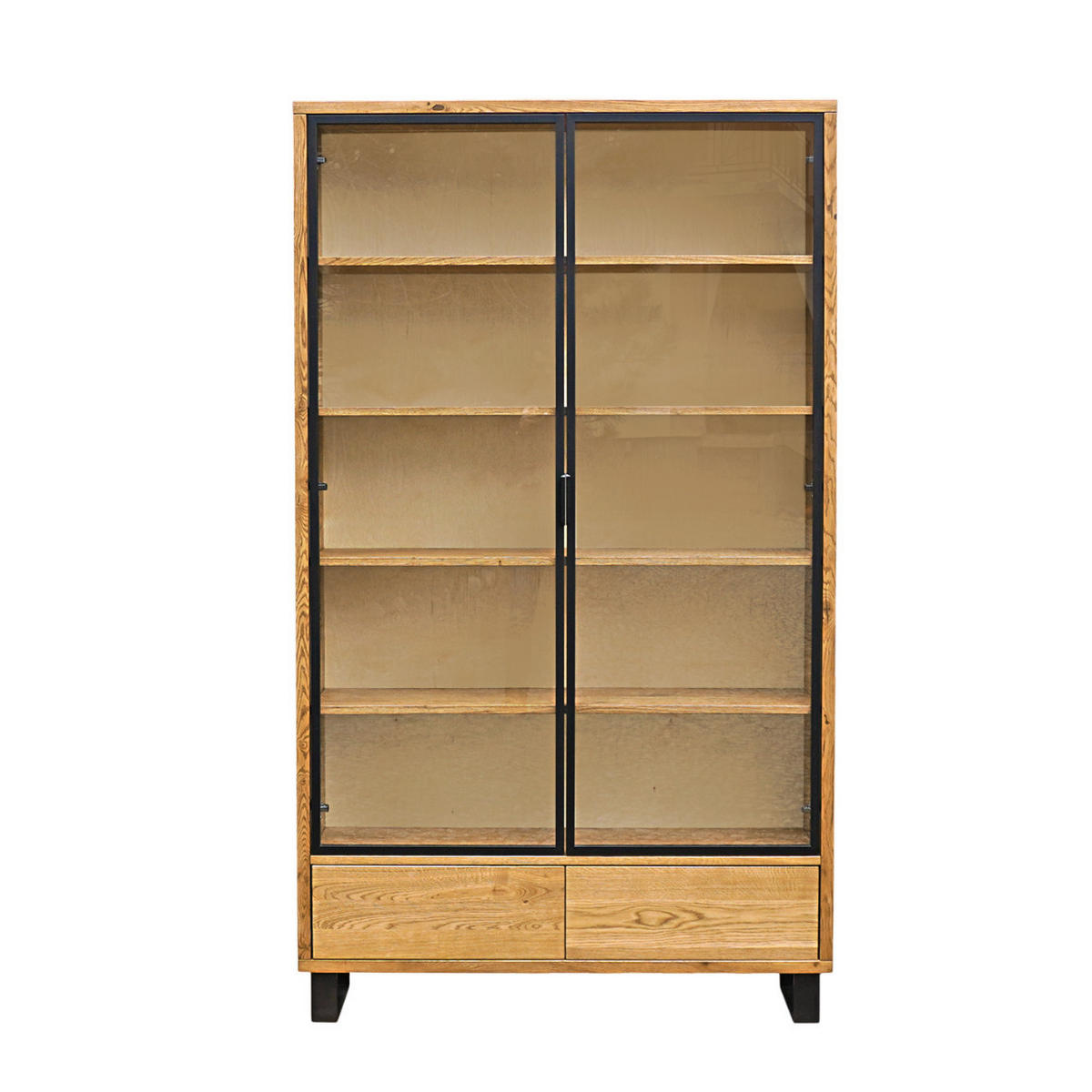 HOLZVITRINE im Loft-Stil mit Schubladen DELIO IV - Eichefarben, Holz (120/210/30cm) - Rawood Furniture