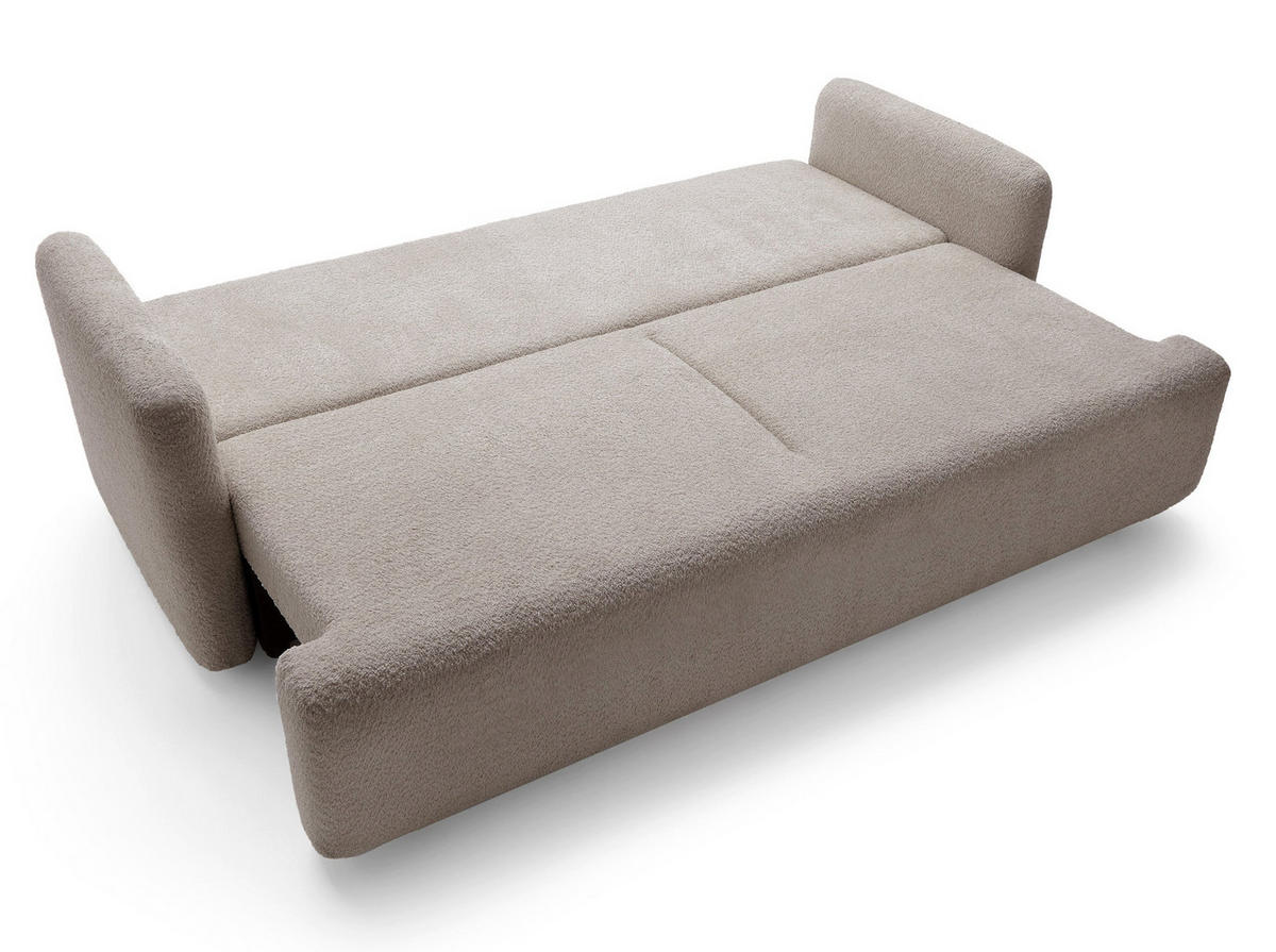 SCHLAFSOFA Lambina Dunkelbeige Boucle - Schwarz/Mokka, Kunststoff/Textil (227/92/104cm) - Selsey