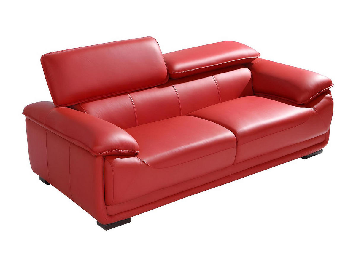 COUCHGARNITUR - 5 Personen - leder - rot Macelo - Rot, Leder (204/75/97cm) - Vente-Unique
