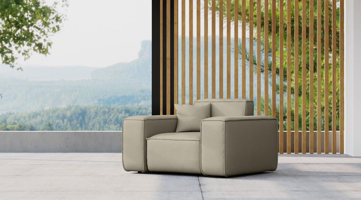 GARTENSESSEL Für Den Garten MALIBU Stoff Odyssey Dunkelbeige - Beige, Holz (121/73/88cm) - Kaiser Möbel